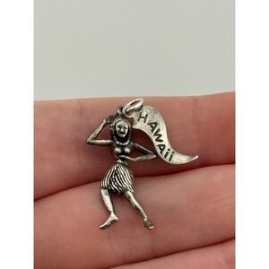 Vintage Sterling Silver Hawaii Hula Dancer Woman Charm Moveable